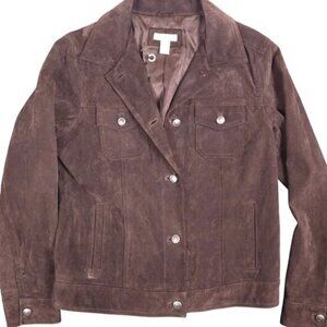 Charter Club Brown Suede Jacket Genuine Leather M